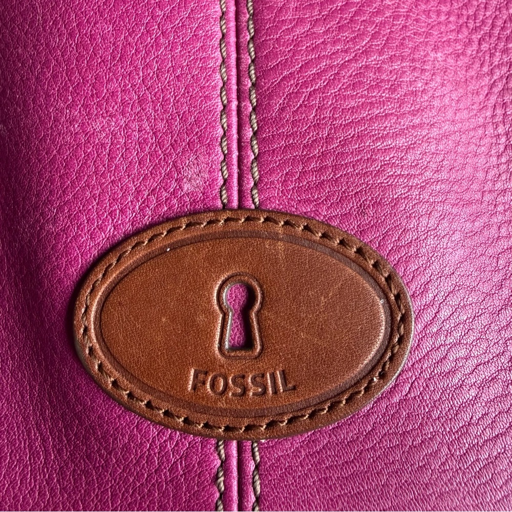 Fossil Magenta Leather Satchel - Picture 6 of 7